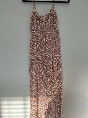 Women's Brown Floral Sleeveless Wide-Leg Jumpsuit V-Neck Bohemian One-Piece